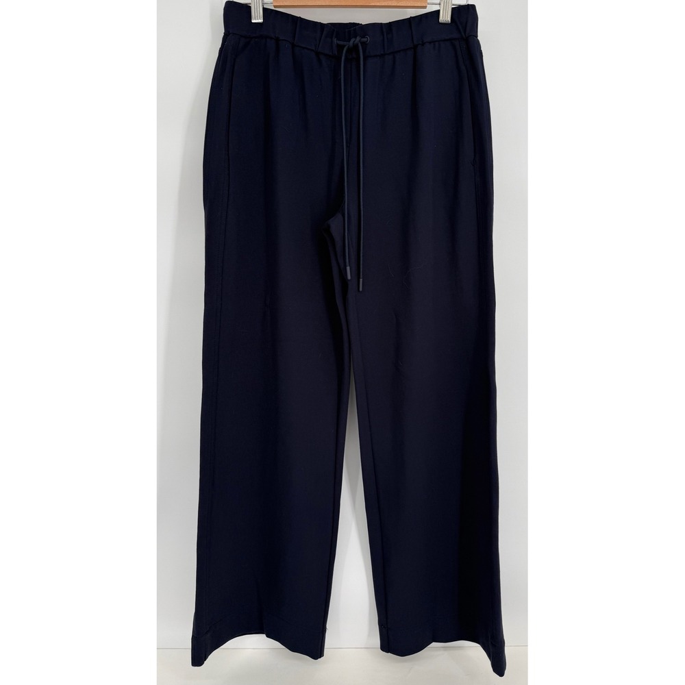 Belle Vere Navy Blue Wide Leg Drawstring Trousers Pockets Womens Sz M